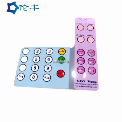 Un bon prix. Le bouton tactile de recouvrement extérieur brillant de panneau graphique a gravé le panneau de commande en refief de contrôle personnalisé de clés en ligne